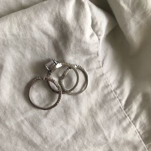 Jewelry - Sterling silver over 10k gold wedding ring set Jewelry - Sterling silver over 10k gold wedding ring set